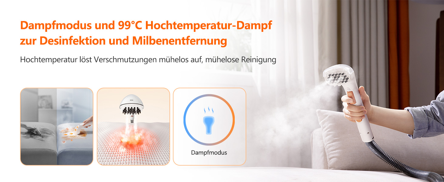 UWANT Теперішній пилосос для килимів, для диванів, килимів, м'яких меблів, мокрий/сухий пилосос з сильною потужністю всмоктування 12000Pa, 70dB (B200-білий-з щіткою для прасування)