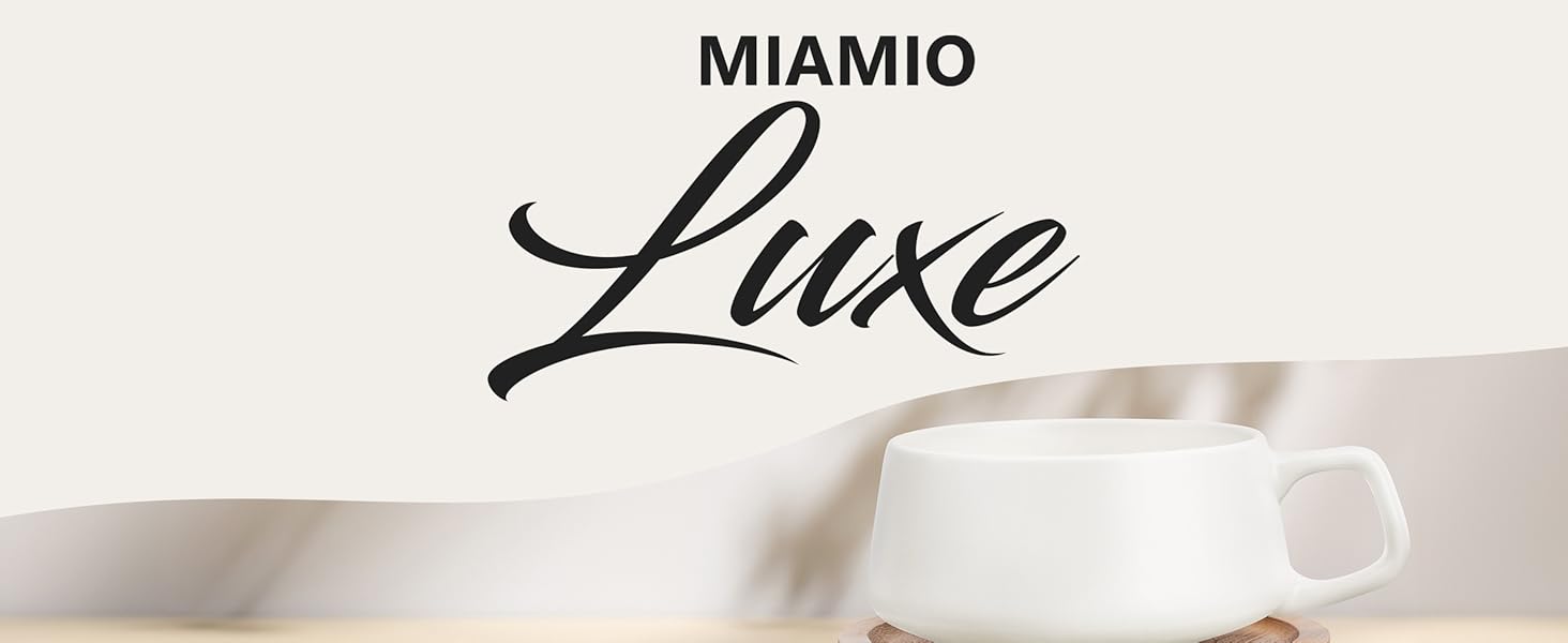 MIAMI - 4 x 320 ml Coffee Cups/Cappuccino Cups with Saucers/Elegant/Modern/Coffee Cups made of Stoneware - Luxe Collection 4-Piece Set (Classic Pastel)