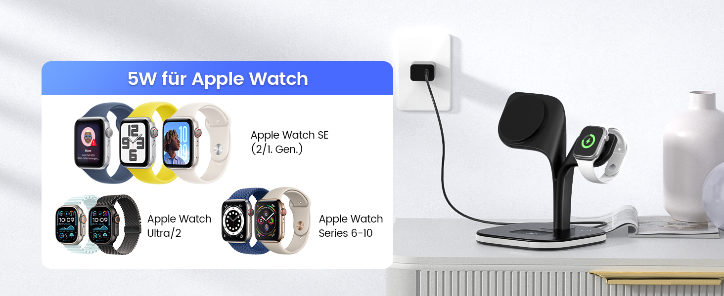 Magsafe Зарядний пристрій 5-в-1 COLSUR для iPhone 17/16/15/14/13/12 Pro Max, Apple Watch 10/9/8/7/6/5/4/SE/2/Ultra, AirPods 4/3/2/Pro - Чорний