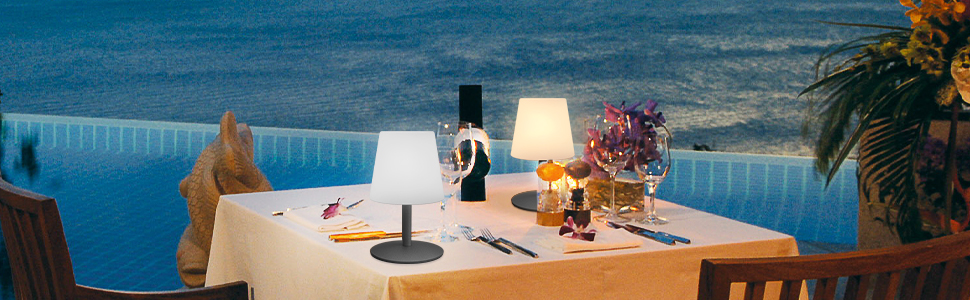 Акумуляторний світлодіодний настільний світильник MALUX з димером, теплий/холодний світ (3000K/7500K), водонепроникний IP44, сірий - для дому та саду