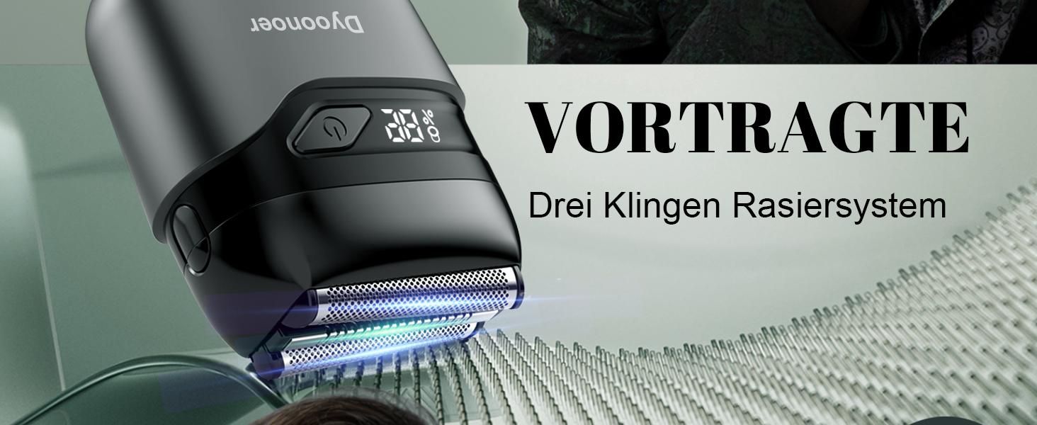 Електричний чоловічий верстат для гоління Dyoonoer з LED-дисплеєм, фольєвий верстат, IPX7 вологостійкий, 3 гнучкі леза, USB-C зарядний пристрій для обличчя та бороди - D/B/71dB