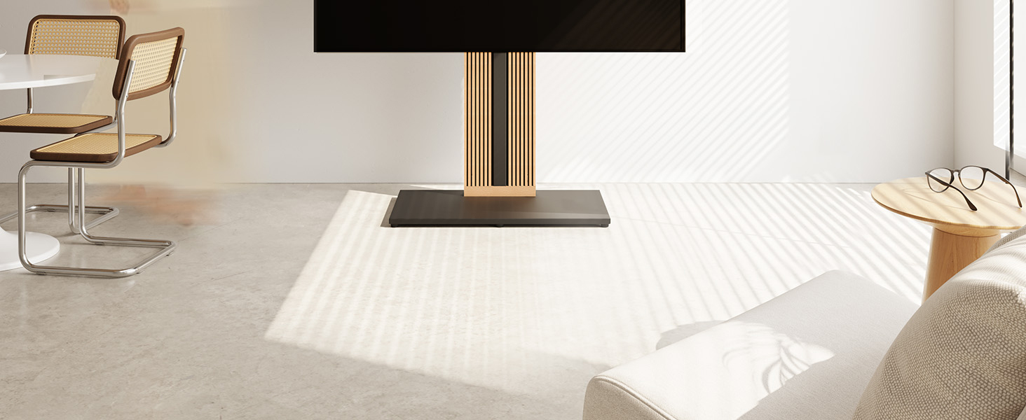 Підставка для телевізора FITUEYES Zen Series - чорний, для телевізорів 55-88 дюймів, дерев'яна, поворотна, регульована по висоті