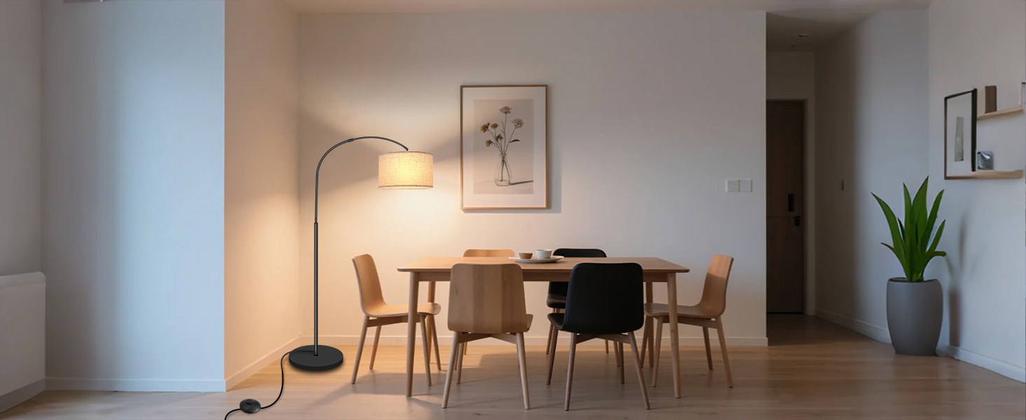 Стійка лампа для вітальні з 3 режимами кольору, 12W, LED, з абажуром з льону, вимикач на ніжці, диммер. Підходить для спальні, читання, офісу та інших приміщень.