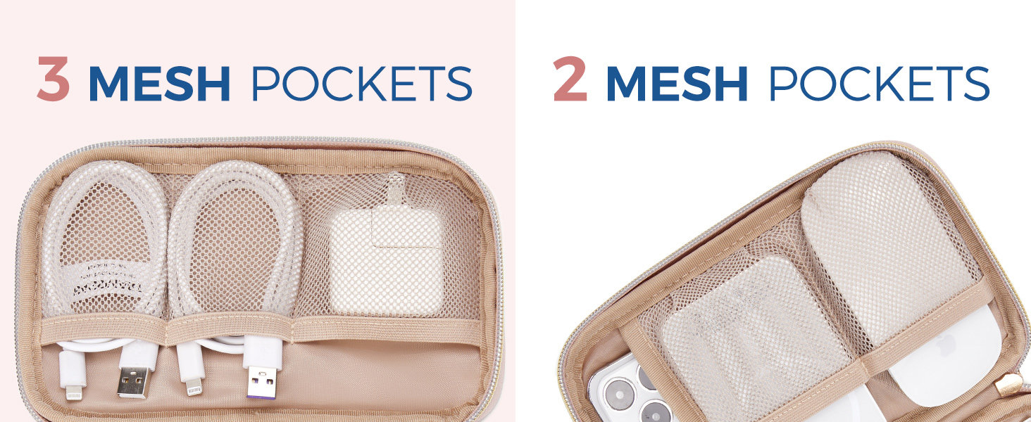 Органайзер для кабелів Bagsmart: кейс для електронних аксесуарів, подорожі, USB, зарядні пристрої, кабель для мобільного телефону, бежевий
