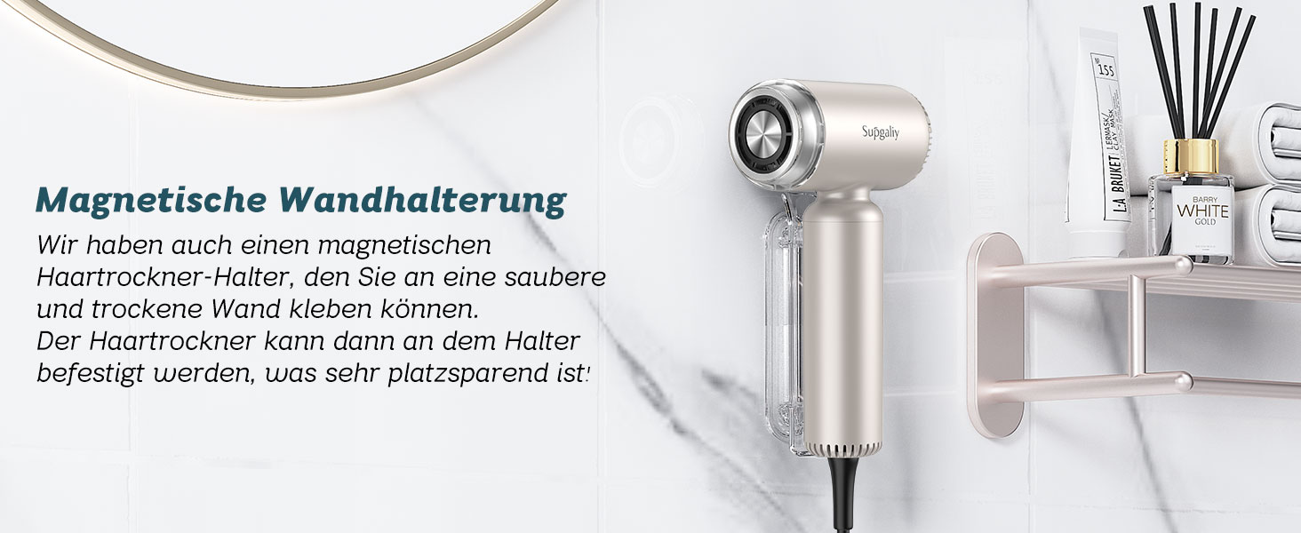 Золотистий фен Supgaliy з дифузором, іонізацією та 4 температурними режимами (1500W)