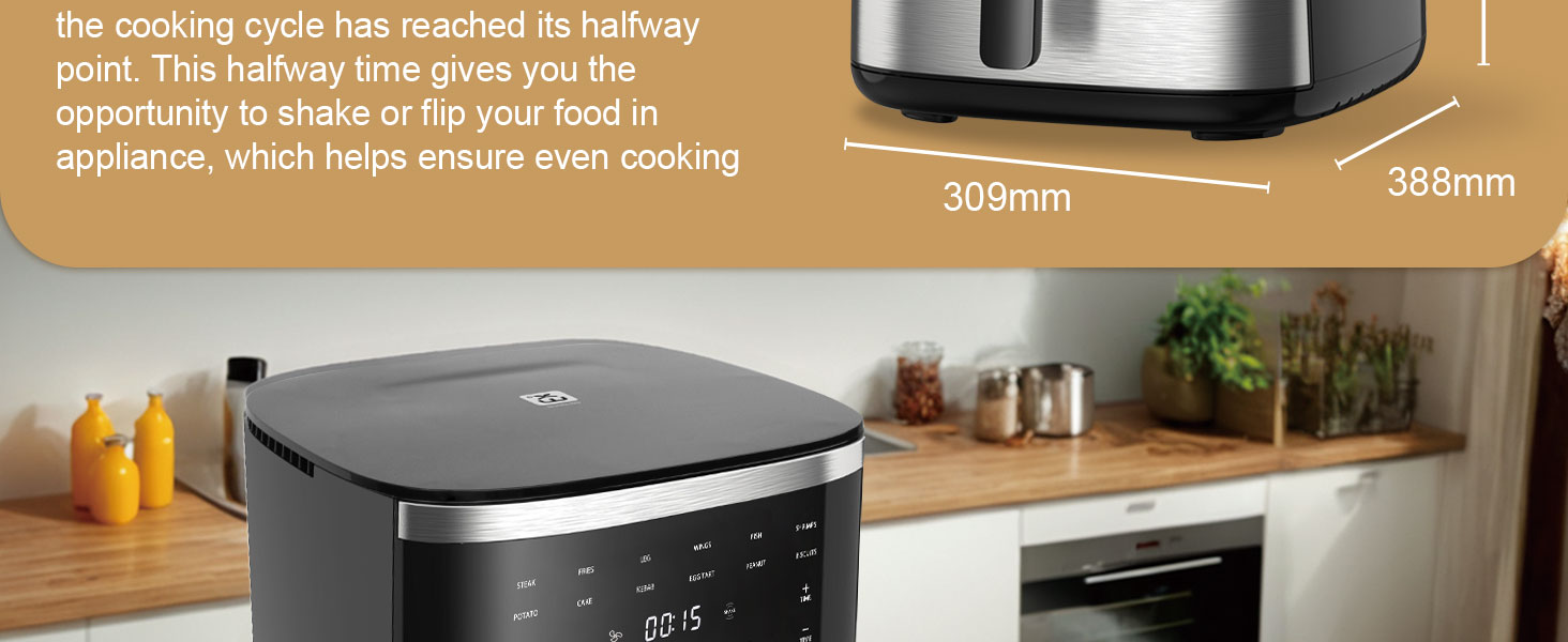 Фритюрниця без олії 7L XXL з сенсорним екраном, 12 програм, 1800W, чорний/сталь