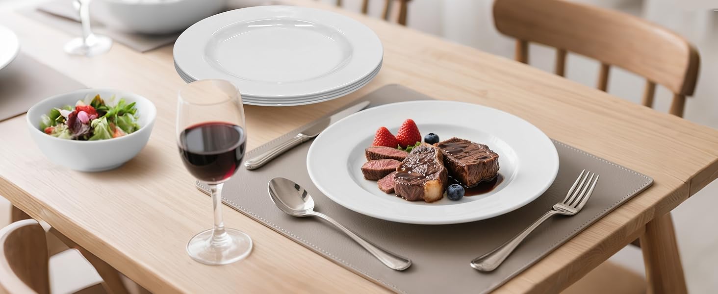 Набір посуду 12 шт. – 36 предметів, міцний, легкий, з мисками для каші 26 oz, десертними та обідніми тарілками 10,5 дюймів, придатний для миття в посудомийній машині, багаторазовий, подарунок для дому, для щоденного використання, посуд білий