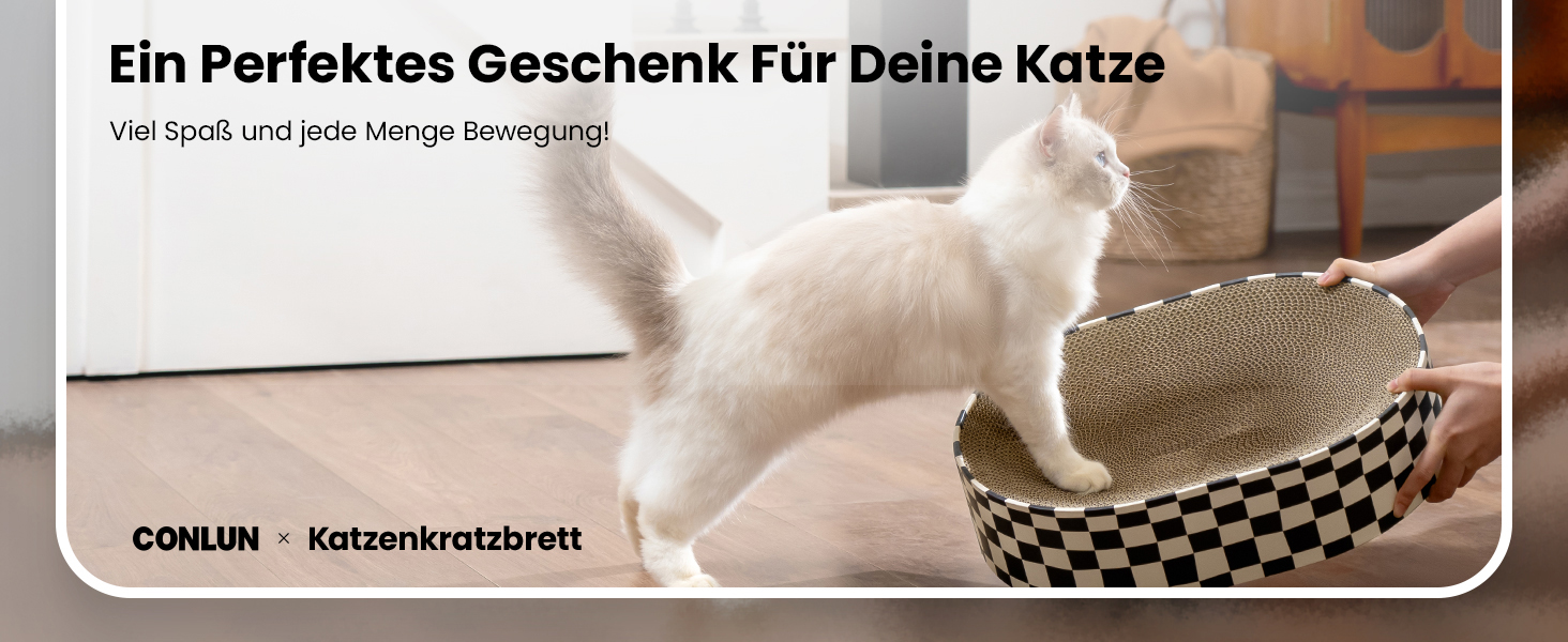 Кігтеточка для котів Conlun 2 в 1: овальна, з мискою та гніздом, з гофрованого картону (43x33x10 см)