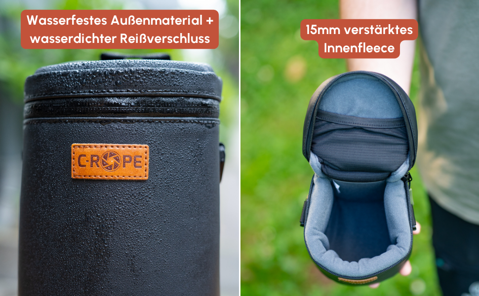 Водонепроникний чохол для об'єктива C-Rope з водонепроникною блискавкою - захисний мішечок для камери - преміум чохол для об'єктива - XS