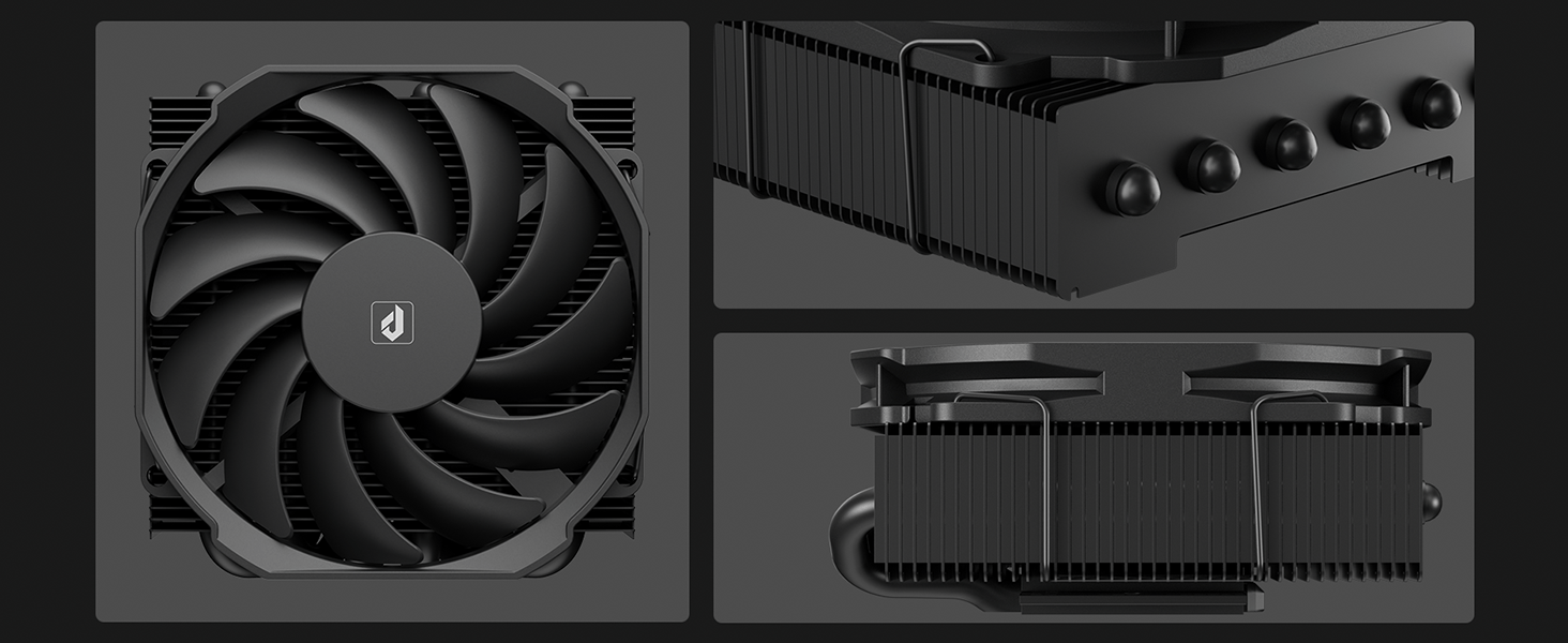 upHere H45K6: Тихий кулер для CPU з 6 тепловими трубками (90x45 мм) - сумісний з AM5/AM4/AM3, Intel 1851/1700/115x/1200