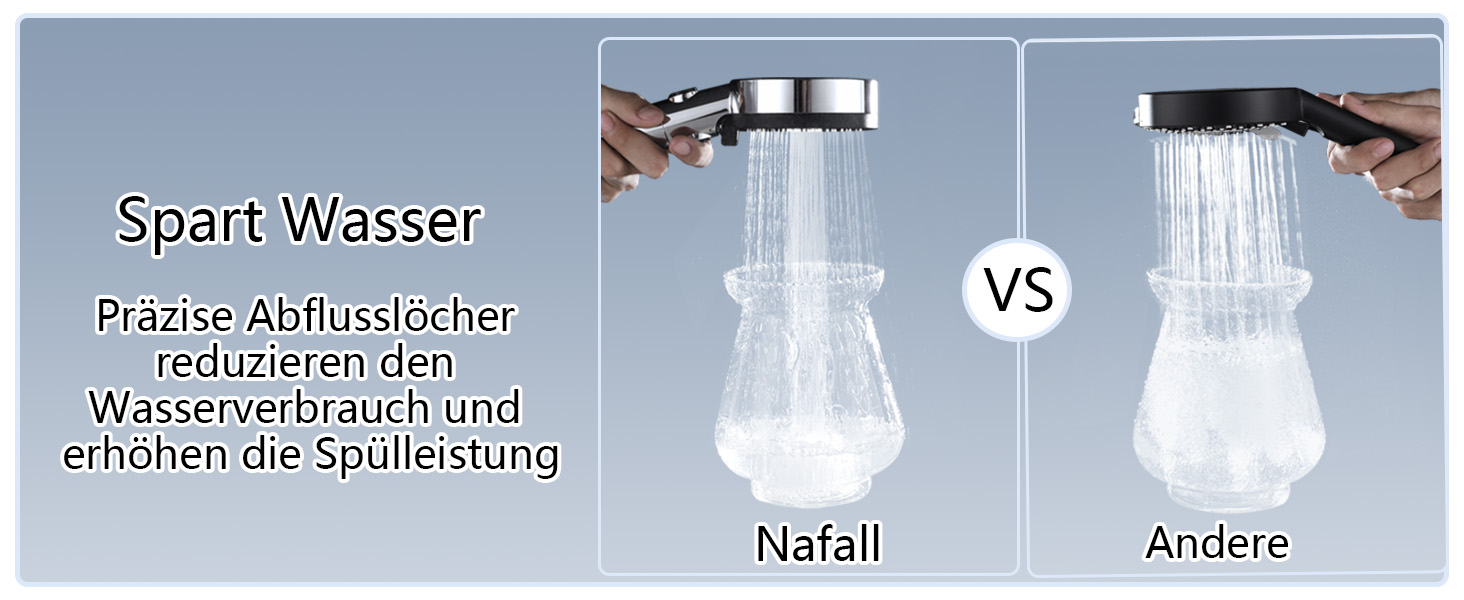 Fall Shower Head with Filter - High-Pressure Handheld Showerhead, Water-Saving with 1.5M Hose, Shower Head with 5 Spray Patterns and Stop Function, Shower Head with Hose, Chrome