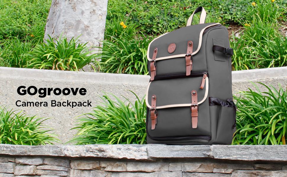 GOgroove Рюкзак для камери: DSLR рюкзак для подорожей, з відділенням для ноутбука та штатива, водонепроникний, сірий