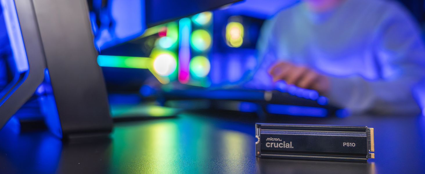 SSD Crucial P510 1TB M.2 NVMe PCIe 5.0 Gen5 з радіатором, 11000 МБ/с читання, 9500 МБ/с запис, для ПК та PS5, TLC NAND, внутрішній накопичувач