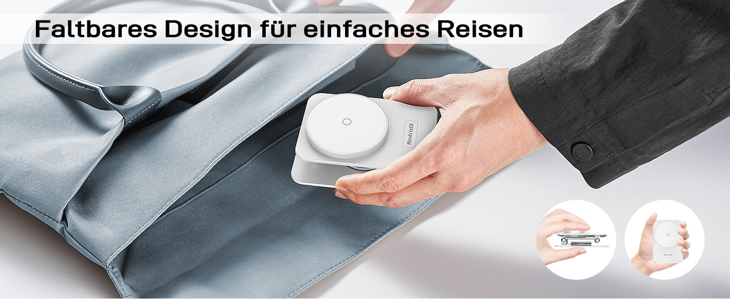 Бездротовий магнітний зарядний пристрій для Samsung Galaxy S25 Ultra/S24, iPhone 16/15/14, Pixel 10/9 Pro/8, Android, білий