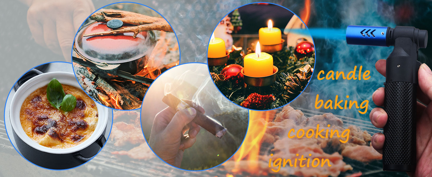 Лампа-пальник Promise з регульованим полум'ям Jet Flame, наповнювана бутаном, для свічок, приготування їжі, гриля, зварювання, полювання (чорна)