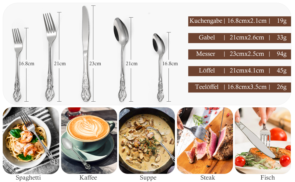 Набір столових приборів 20 предметів Vintage Palast з нержавіючої сталі на 4 особи, поліровані, для посудомийної машини, сріблясті