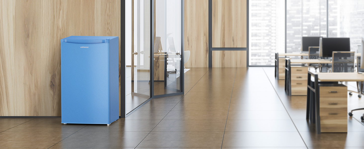 Upstreman 91L Міні-холодильник з функцією швидкого охолодження, 5 температурних режимів (1-8°C), енергоефективний, 41 дБ, компактний та місткий для студентського гуртожитку/офісу, BR321- (Блакитний)