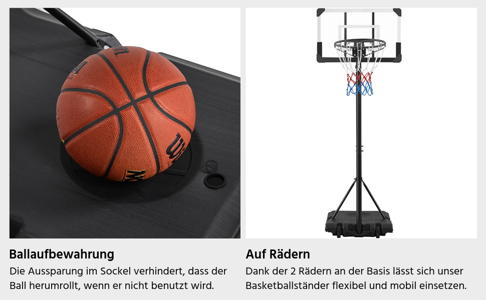 Yaheetech Adjustable Height Basketball Hoop Stand with Wheels - Indoor/Outdoor Basketball System, Water/Sand Fillable Base, 216-246cm
