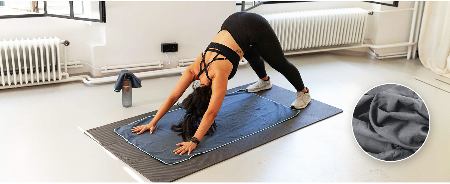 Набір рушників з мікрофібри (2 шт): швидковисихаючі, компактні, легкі. Великі та малі рушники з мікрофібри для спорту, подорожей, фітнесу, кемпінгу. Сірий колір.