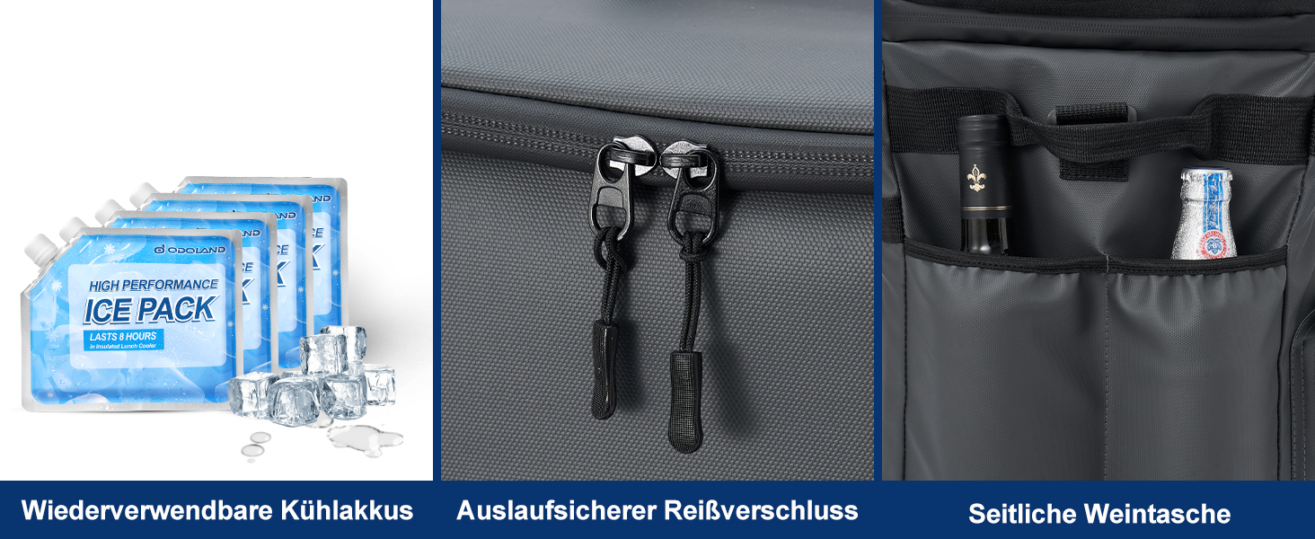 Термосумка Odoland 72 літри з колесами та ручкою – сіра. Ізольована сумка-холодильник для пікніка, пляжу, кемпінгу, подорожей. Витримує 72 банки. Водонепроникна та витікання не допускає.