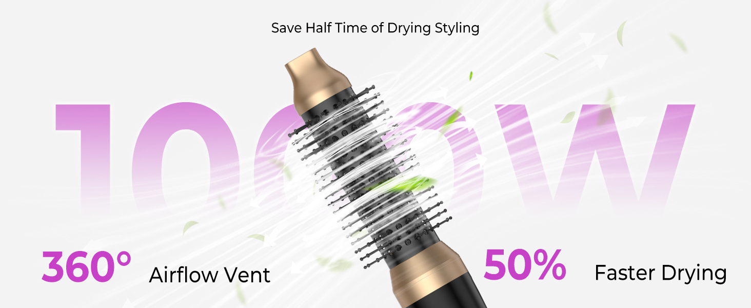 Мультистайлер для волосся 5-в-1 з термощіткою, фен-щіткою, круглою щіткою, плойкою та випрямлячем. Потужність 1000 Вт, 3 температурні режими. Для об'єму, випрямлення, локонів та сушіння. Білий (Чорний)