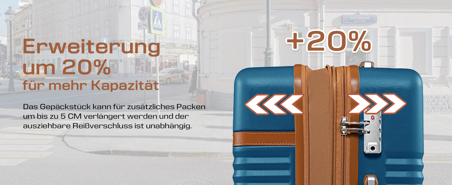 Чемодан Joyway ABS з розширенням, набір 3 шт. (55 см) з TSA-замком, білий (морський блакитний), включає сумку та кулькову косметичку