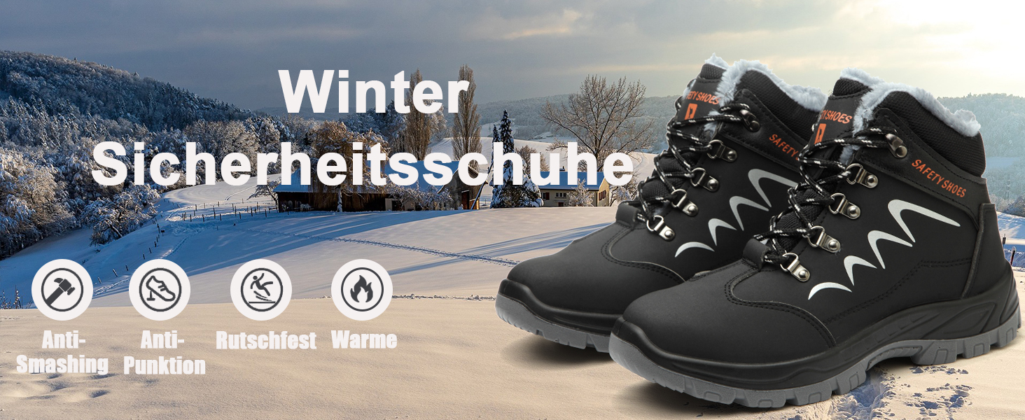 Черевики безпеки зимові чоловічі/жіночі S3, легкі, теплі, з металевим носком, 35-48 (38 EU, чорний)