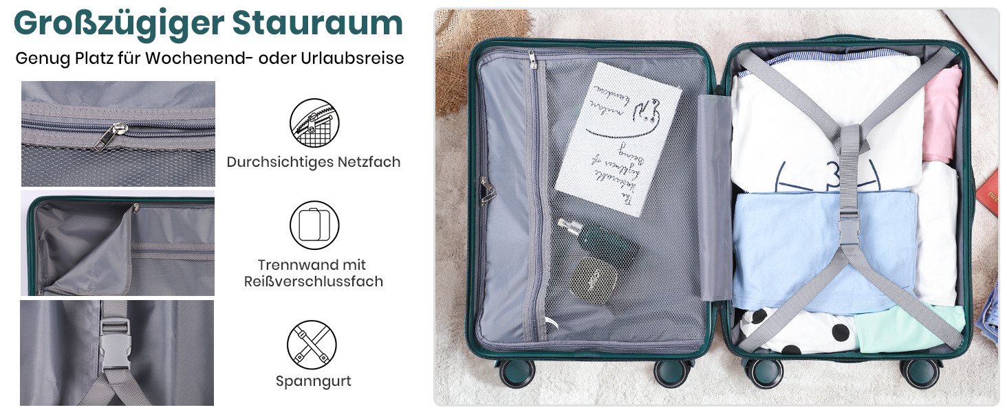 Набір валіз Tavoxda 3 шт. з TSA-замком, великі, для жінок та чоловіків, зелені