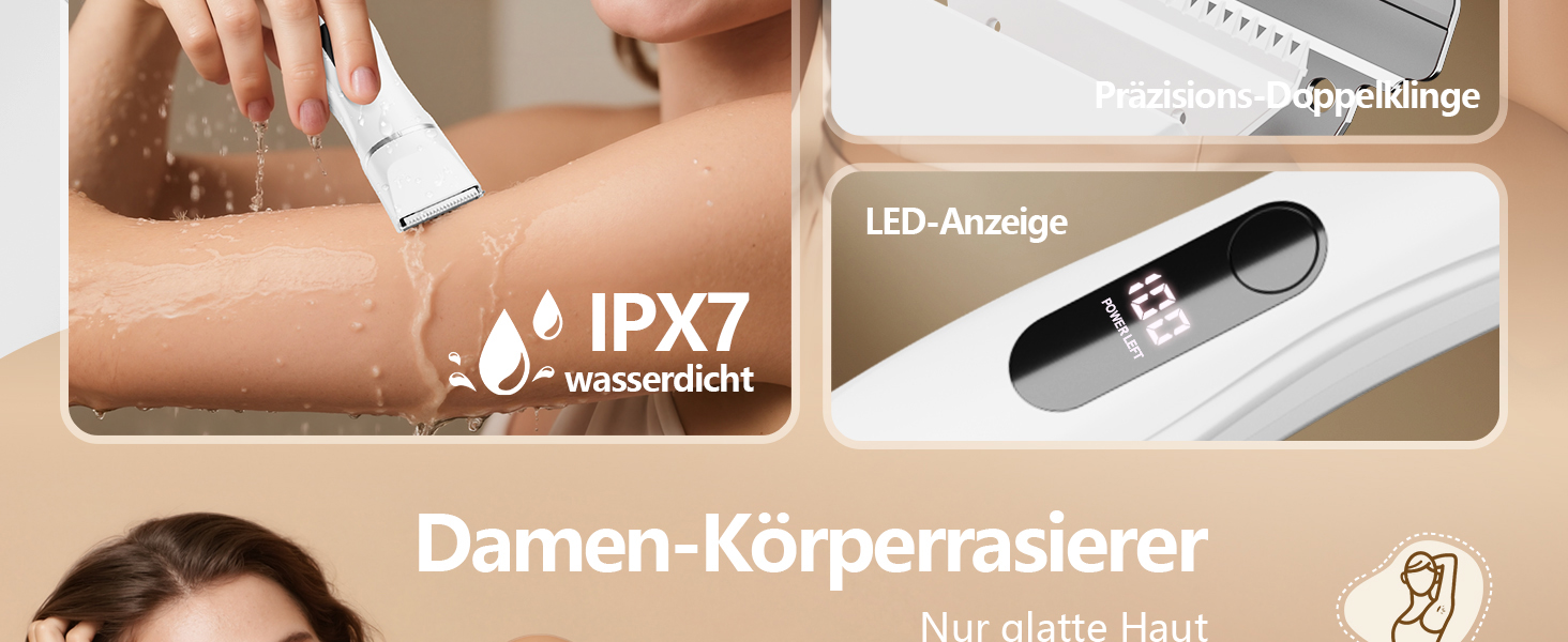 Електричний жіночий епілятор та тример 2-в-1 Intimrasierer, для догляду за тілом та зоною бікіні, вологостійкий, подарунок для жінок