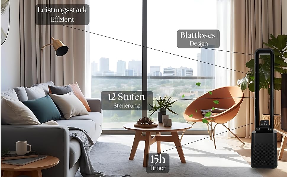 Тиха та потужна базова колонка з LED-дисплеєм, пультом дистанційного керування, 3 режимами та таймером 15 годин. Кольори: чорний