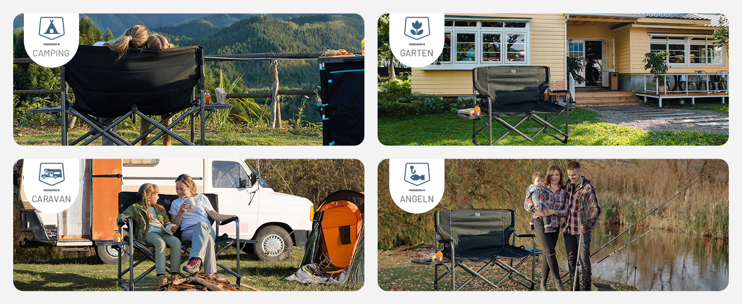 Крісло для кемпінгу Timber Ridge на 2 особи, розкладне, 300 кг, для риболовлі, пікніків, фестивалів, з бічним столиком