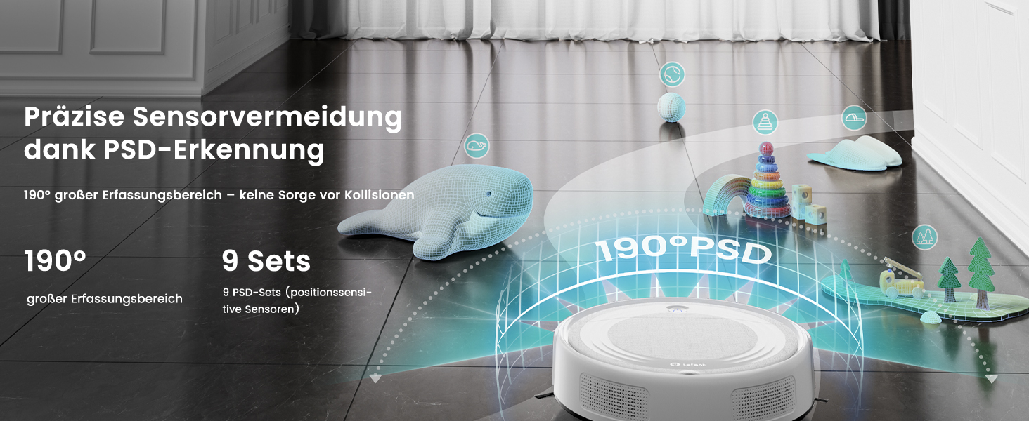 Робот-пилосос LEFANT M2 з функцією миття, 6000Pa, LiDAR-навігація, зони заборони, керування через APP/Alexa, для шерсті тварин, килимів та твердих підлог (M310 Ultra-W)