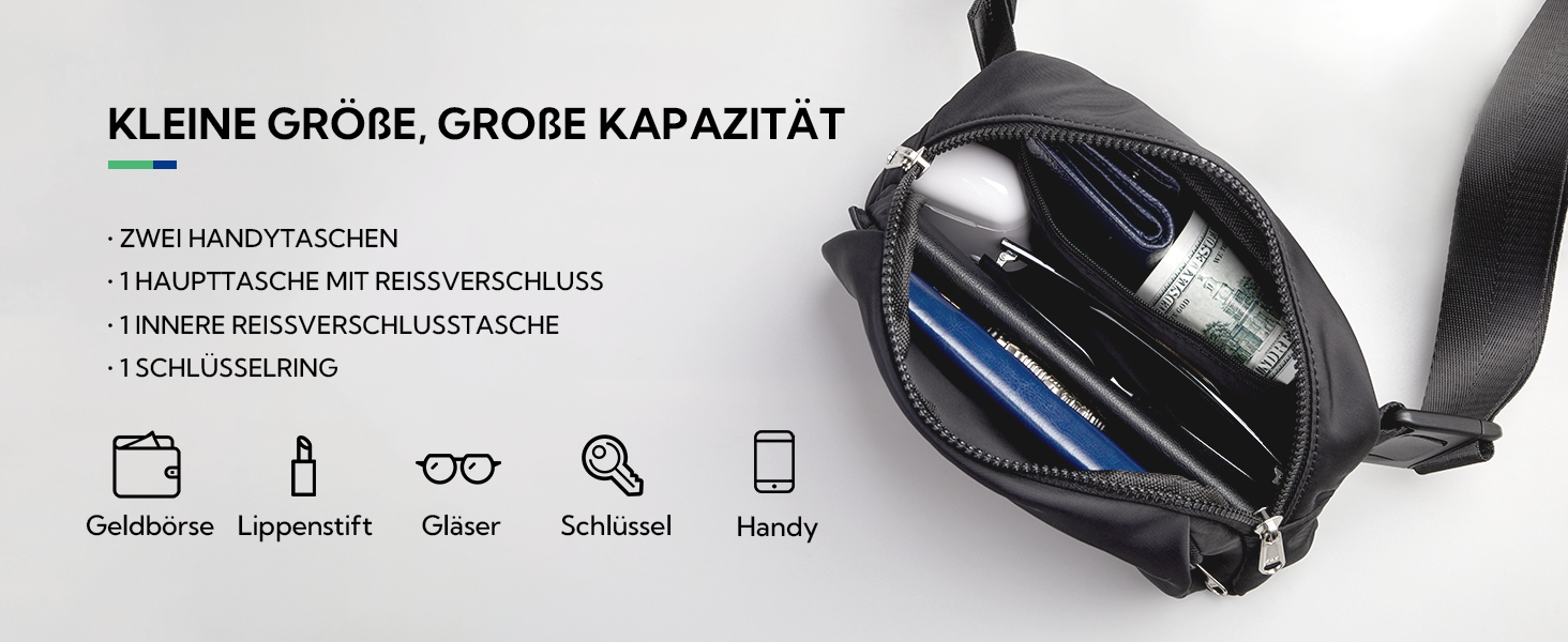 WATERFLY Поясна сумка на пояс для чоловіків та жінок: Стильна нагрудна сумка для спорту та моди, через плече, водонепроникна, маленька сумка на стегно для активного відпочинку, подорожей, походу, фестивалю, чорна