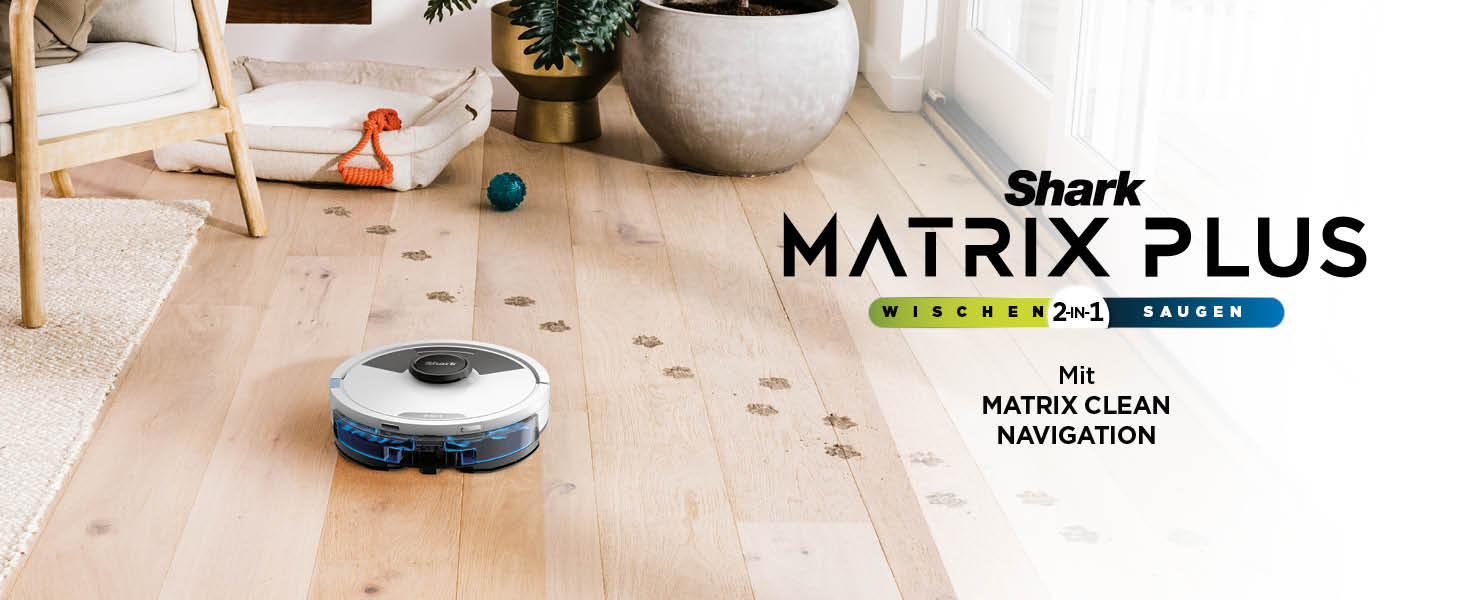 Робот-пилосос Shark Matrix Plus 2-в-1 з функцією миття та станцією самоочищення, самостійно очищається, для шерсті тварин, килима та твердих підлог, 14,5 см (стандартний, білий)