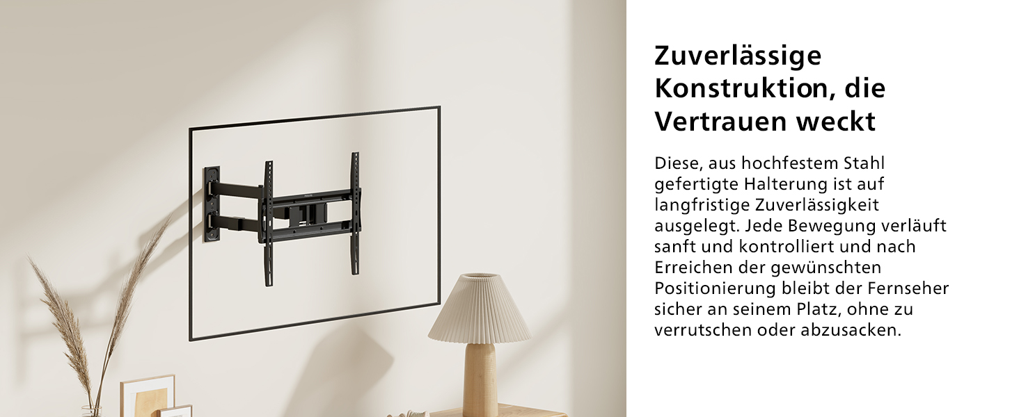 Універсальний настінний кронштейн для телевізора Philips Full-Motion, для LCD/LED ТВ 32-75 дюймів, нахильний та поворотний, VESA 75x75-400x400 мм, до 50 кг