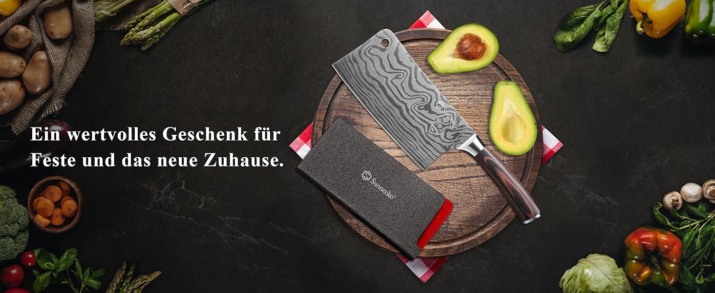 Японський ніж Sunnecko Santoku 17 см - професійний кухонний ніж для приготування їжі, універсальний ніж шеф-кухаря