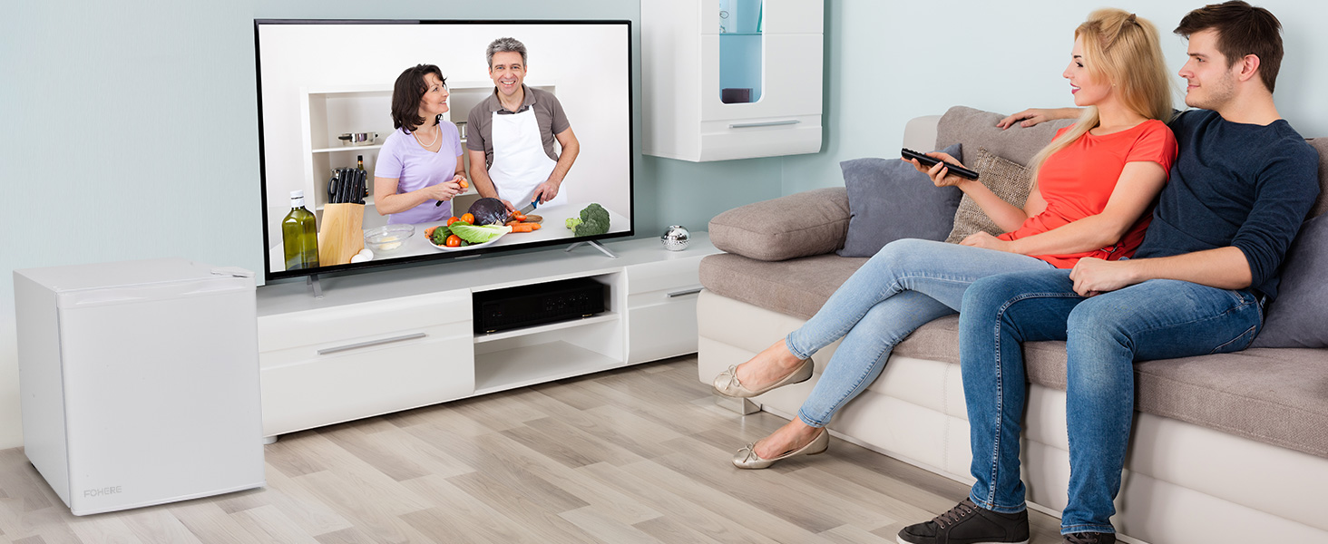 Міні-холодильник E 46L з відділенням для льоду, 42 dB, регулювання температури, енергозберігаючий, знімний дверний анфаз, для кухні, офісу, спальні, готелів та маленьких квартир (білий)