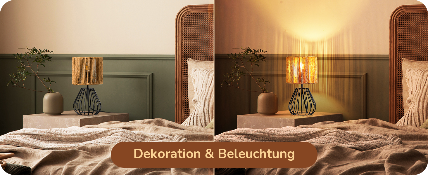 EDISHINE Настільна лампа, сучасний індустріальний дизайн, цоколь E14, вінтажна, для спальні/вітальні, бежево-чорна (тканинний кабель + чорний)