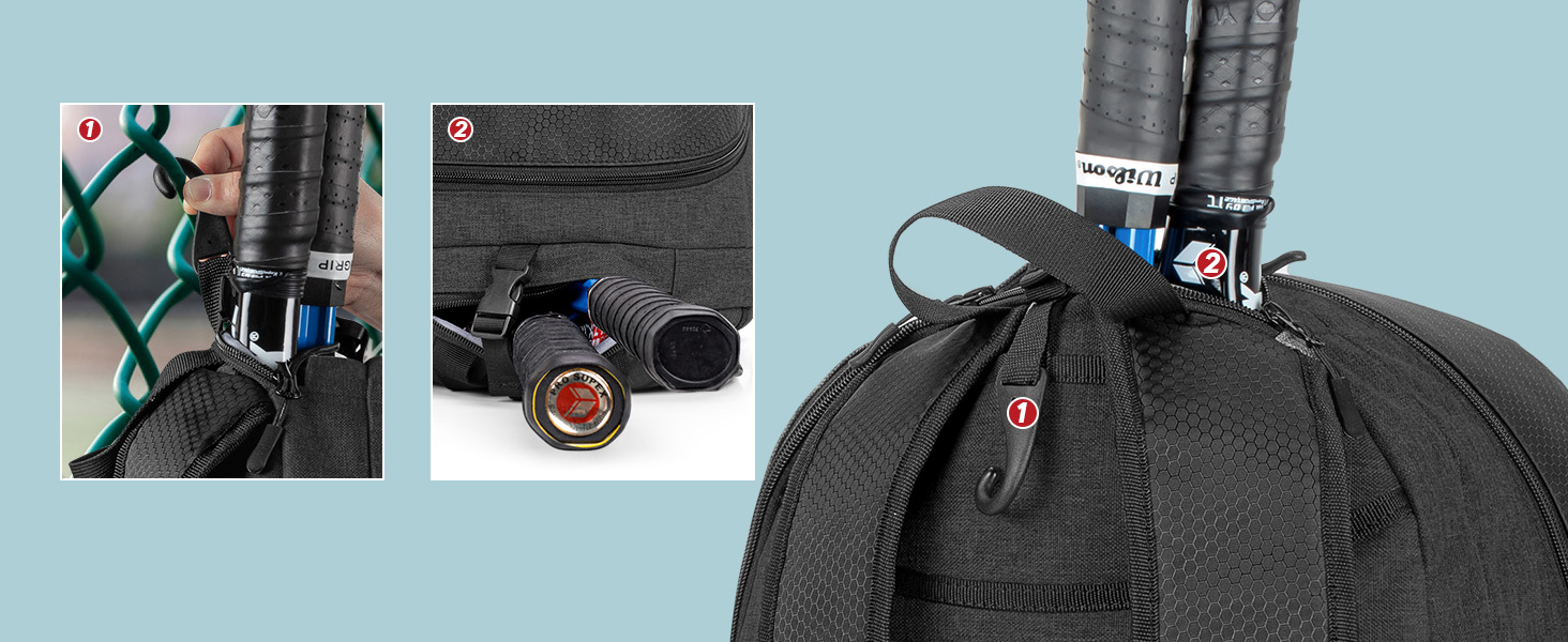 Рюкзак для тенісу DSLEAF з відділенням для взуття, сумка для 2 ракет, з підкладкою на плечах, чорний (для жінок та чоловіків)