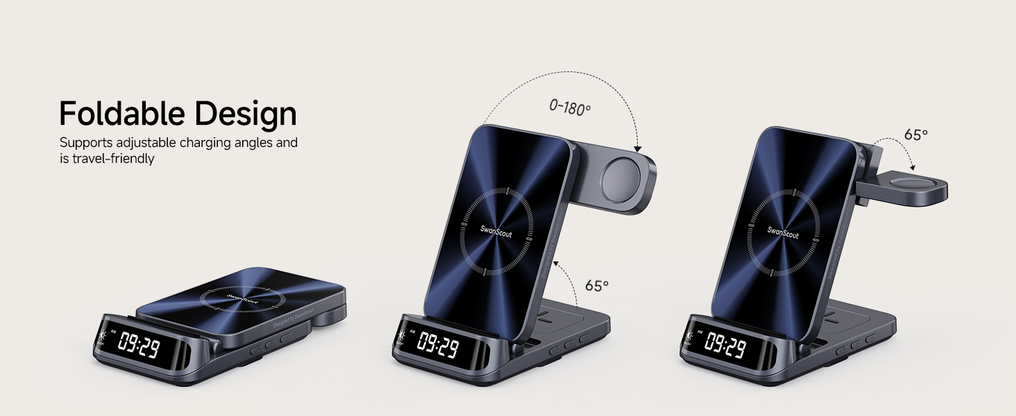 Бездротова зарядна станція 3-в-1 SwanScout 708F для Samsung Galaxy Z Flip 7/6/5/4/3, Galaxy Watch 8/7/6/5/4 та Galaxy Buds 3/2 Pro, індукційний зарядний пристрій (без адаптера)