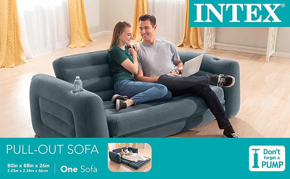 Intex розкладне крісло-ліжко, надувне двоспальне ліжко Queen Size