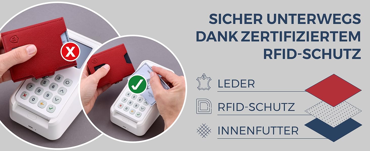 Портмоне VON HEESEN Slim з відділенням для монет та RFID захистом - для чоловіків та жінок - картхолдер, міні-портмоне, гаманець з карбону чорного кольору.