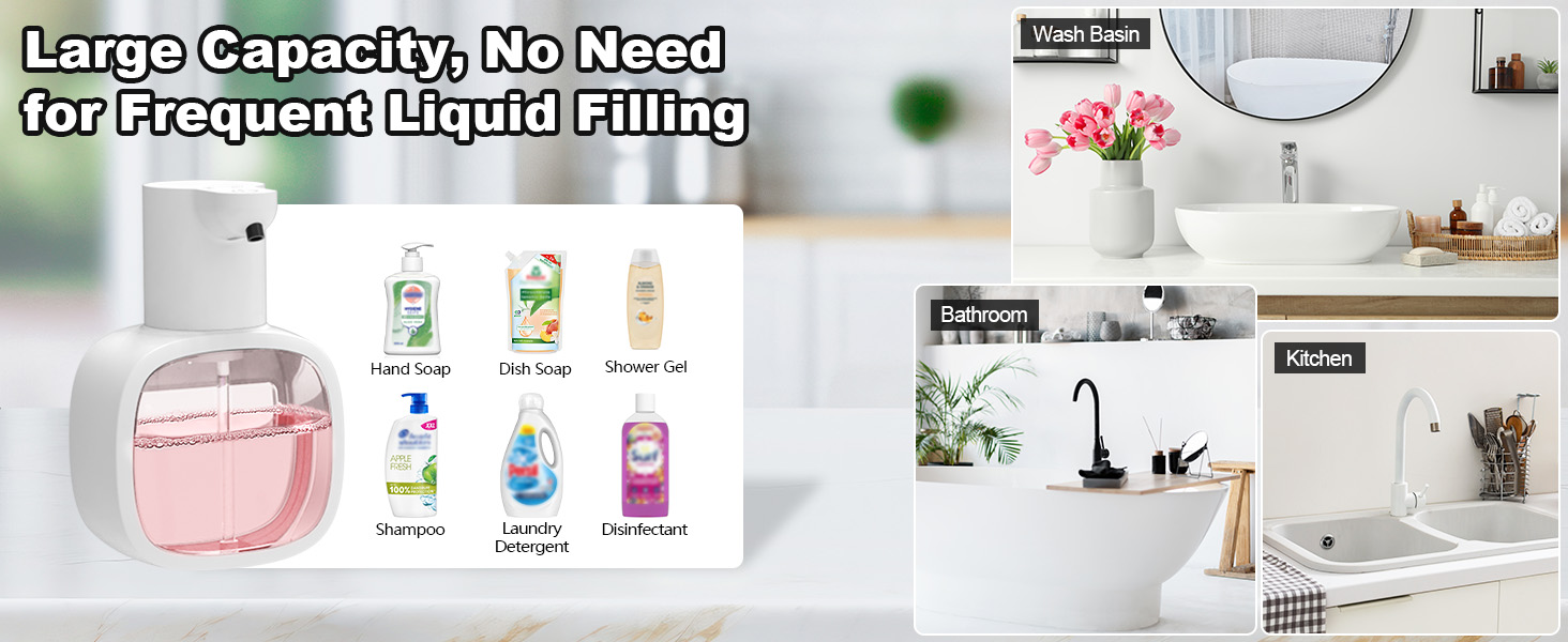 Автоматичний диспенсер для мила Dalugo USB-C з кріпленням на стіну, 500 мл, електричний сенсорний, регульований, для кухні та ванної кімнати