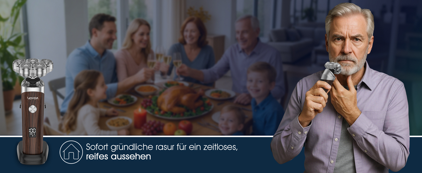 Електричний чоловічий бритва VOYOR TX500 5D з LED дисплеєм та бездротовою зарядкою (150 хв)