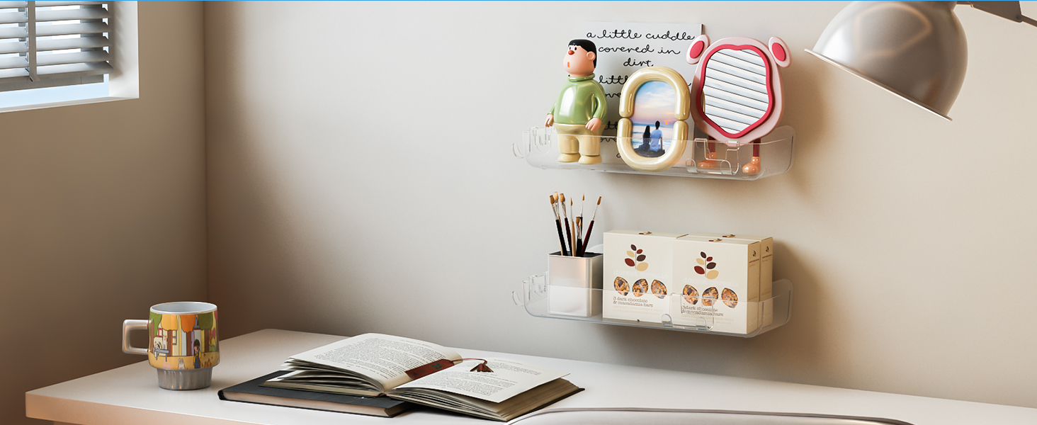 Полиця для душу без свердління, 6 шт. Настінна полиця для ванної кімнати з тримачем для фену та гачками, полиця для душу з нержавіючої сталі, органайзер для ванної кімнати та кухні сірого кольору (2-прозорий)