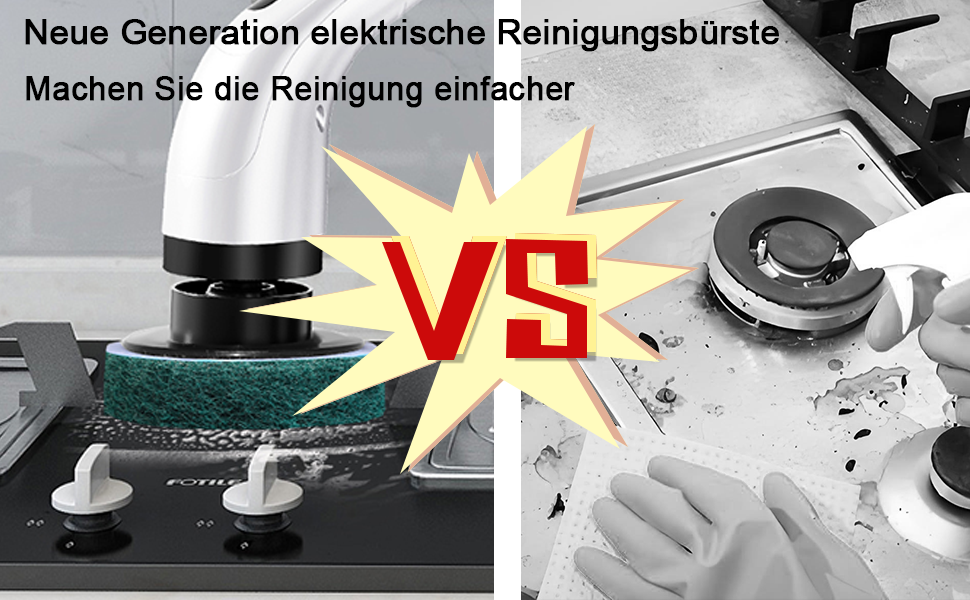 Електрична ротаційна щітка для прибирання: 8 насадок, регульована ручка, USB-C зарядка. Підходить для підлоги, плитки, ванної, кухні та душу