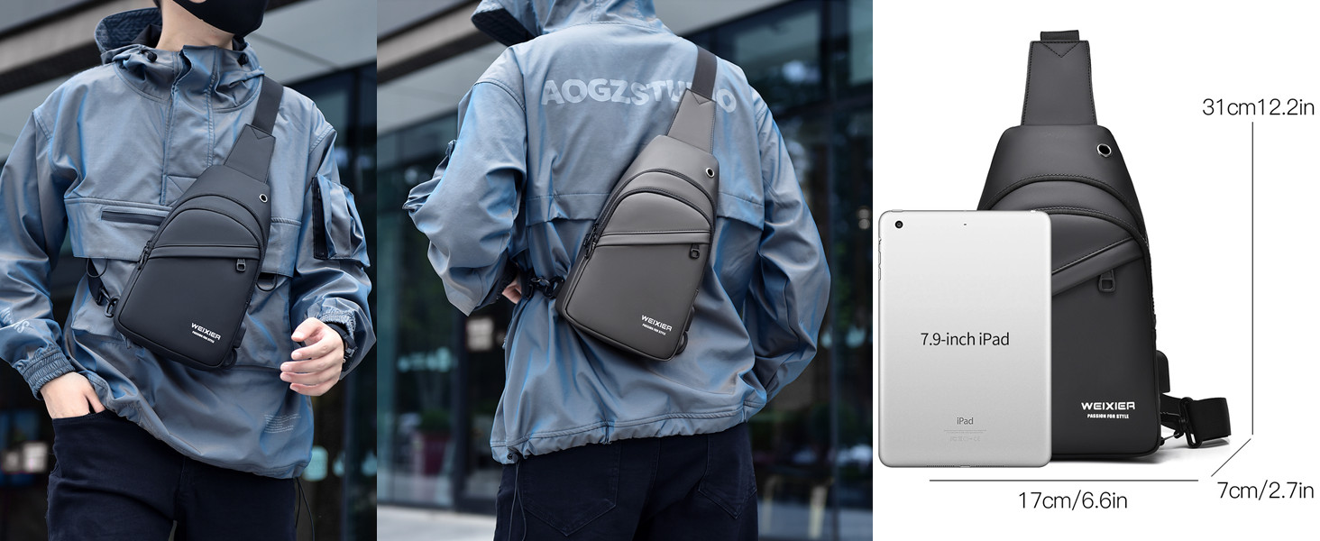 Чоловіча шкіряна нагрудна сумка-слінг, водонепроникна, для подорожей, велоспорту та кемпінгу (темно-коричнева)