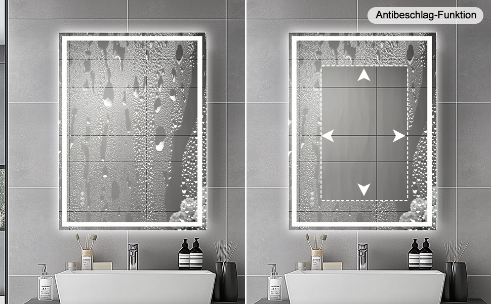 Дзеркало для ванної кімнати зі світлодіодним підсвічуванням 50x70 см, Bluetooth, сенсорне керування