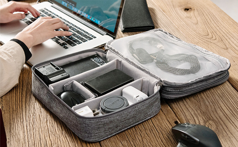 Органайзер для кабелів MOLENCO: водонепроникна сумка-органайзер для подорожей, 3 відділення, сірий колір