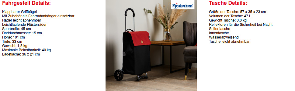 Сумка-візок для покупок ANDERSEN Scala Shopper Hera (червона)